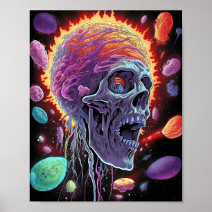 Zombie Schedel Wezen Sci-fi Horror Kunst Poster