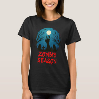 Zombie Season Moonlit Graveyard   Scary Kids Boys  T-shirt