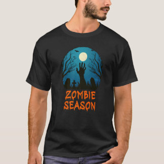 Zombie Season Moonlit Graveyard Scary Kinder Boys  T-shirt