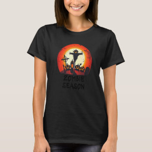 Zombie Season Moonlit Scary Graveyard Kinder Boys T-shirt