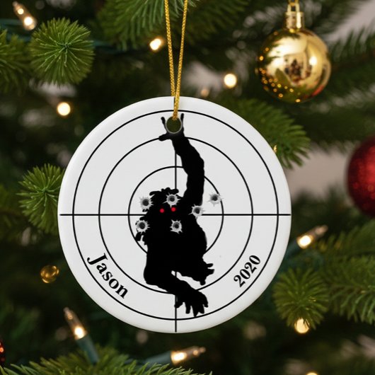 Zombie Shooting Target Pistool Shooter Kerstmis Keramisch Ornament