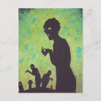 Zombie Silhouette Green dark art horror briefkaart