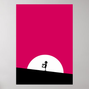 Zombie Silhouette met Full Moon Poster