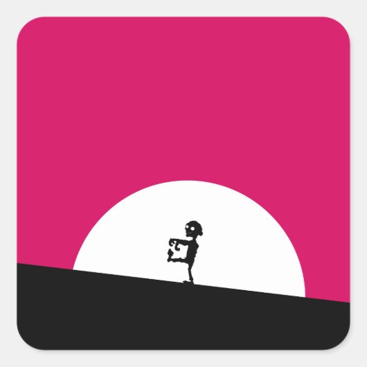 Zombie Silhouette met Full Moon Vierkante Sticker (Voorkant)