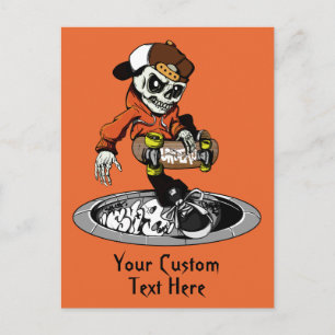 Zombie Skater - texte personnalisé et carte postal
