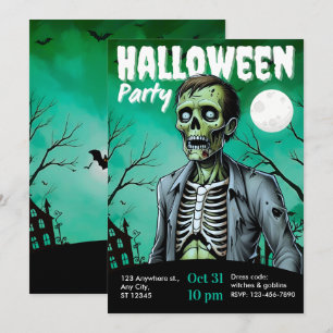 Zombie Skelet Halloween Feest Uitnodiging Volwasse