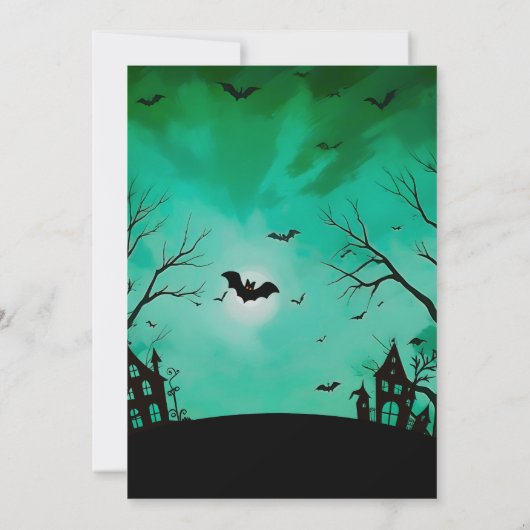 Zombie Skeleton Halloween Party Invite Adults Kaart (Achterkant)