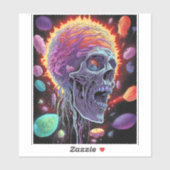 Zombie Skull Creature Sci-fi Horror Art Sticker (Vel)