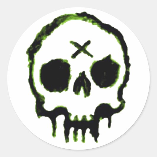 Zombie Skull Ronde Sticker (Voorkant)