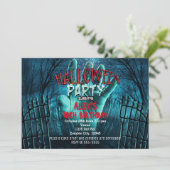 Zombie spookt Halloween kostuum party uitnodiginge Kaart (Staand voorkant)