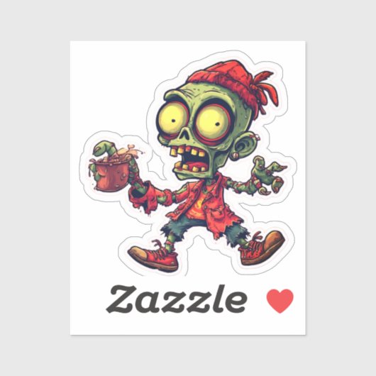 Zombie Sticker – Cool Horror Halloween 2025 (Feuille)