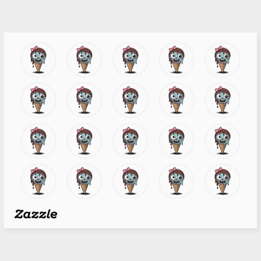Zombie Stickers, Funny Ice Cream Stickers (Feuille)