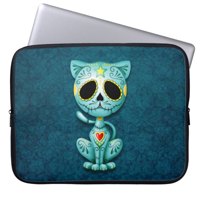Zombie Sugar Kitten, blauw Laptop Sleeve (Voorkant)