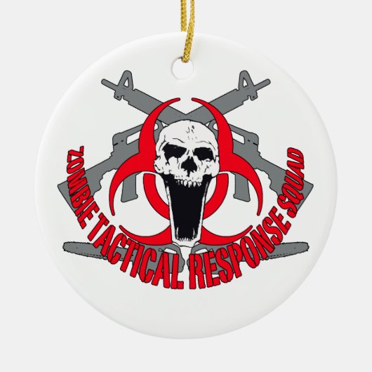 Zombie tactisch rood keramisch ornament (Voorkant)