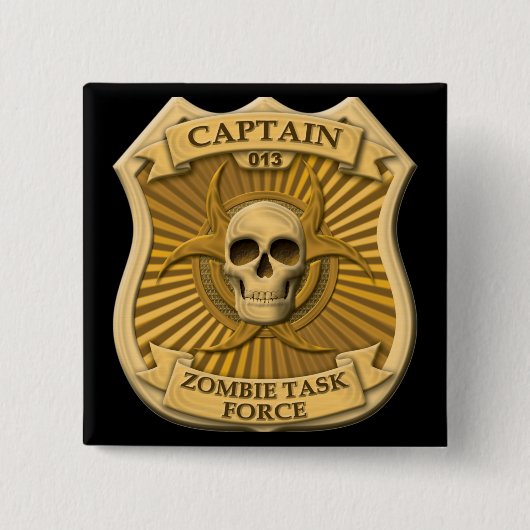 Zombie Task Force - Kapitein Badge Vierkante Button 5,1 Cm (Voorkant)