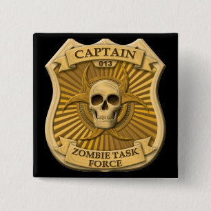 Zombie Task Force - Kapitein Badge Vierkante Button 5,1 Cm