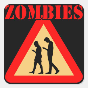 Zombie-Tieners met mobiele telefoons Vierkante Sticker