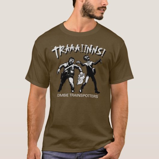 Zombie Trainspotters Dark TShirt (Voorkant)