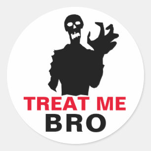 Zombie Treat me Bro grappige Halloween-van-een-aar Ronde Sticker