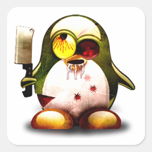 Zombie Tux (Linux Tux) Vierkante Sticker (Voorkant)
