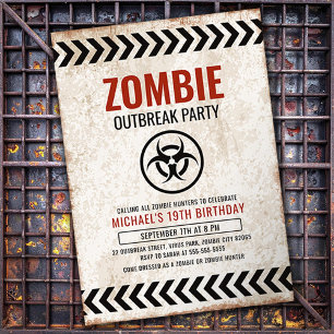 Zombie-uitbraakfeest met grunge-tekst kaart