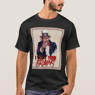 Zombie Uncle Sam Ik wil je hersenen Halloween T-shirt