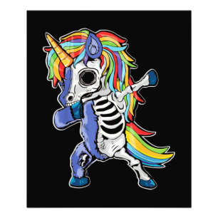 Zombie Unicorn Dabbing Skeleton Foto Afdruk