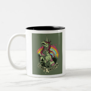 Zombie unicorn tweekleurige koffiemok