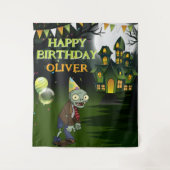 Zombie Verjaardag Kinder Halloween Banner Wandkleed (Voorkant)