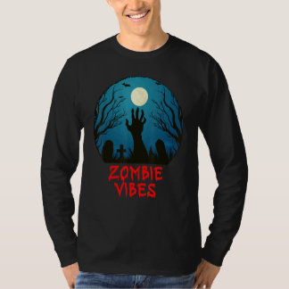 Zombie Vibes Moonlit Graveyard  Scary Kids Boys Ad T-shirt