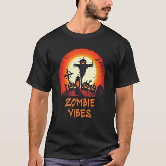 Zombie Vibes Moonlit Graveyard Scary Kinder Boys a T-shirt (Voorkant)