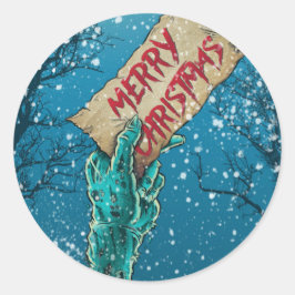 Zombie Vrolijke Kerstvakantie Ronde Sticker