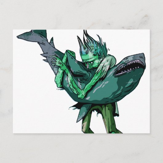 Zombie vs Shark Briefkaart (Voorkant)