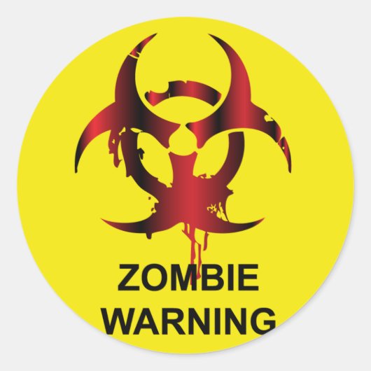 Zombie waarschuwing ronde sticker (Voorkant)