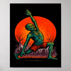 Zombie Yoga Dode Stretch Houding Griezelige Manesc Poster