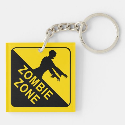 Zombie - Zombie Zone - waarschuwingscode Sleutelhanger (Achterkant)