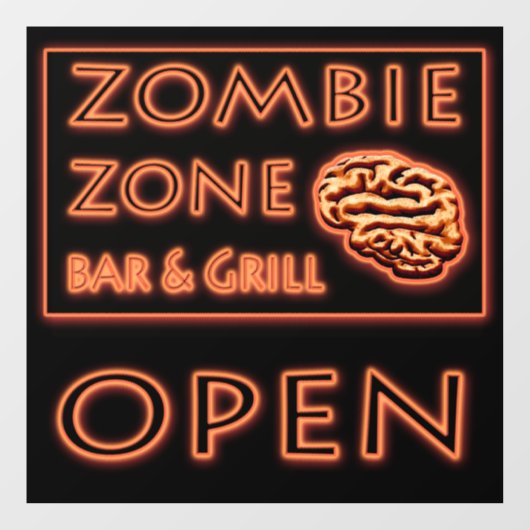 Zombie Zone Bar & Grill Open teken Halloween Raamsticker (Vel)