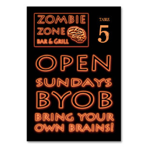 Zombie Zone BYOB Bring Your Own Brains Halloween Kaart
