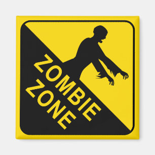 Zombie Zone Jaune et Noir avertisseur frigo Magnet