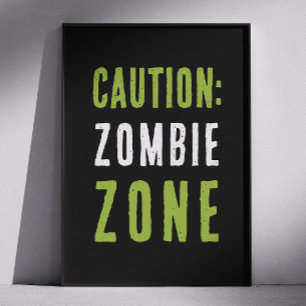 Zombie Zone Waarschuwingsbord Halloween Party At Poster