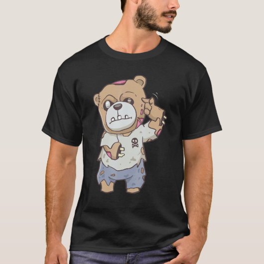 Zombiecore Aesthetic Zombie Bear Pastel Goth Creep T-shirt (Voorkant)