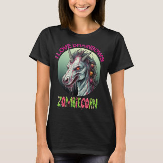Zombiecorn Zombie Unicorn Ik hou van Brainbows Pun T-shirt