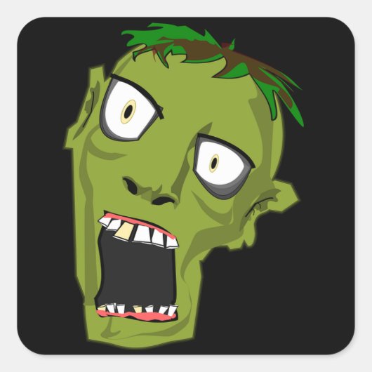 zombiehoofd vierkante sticker (Voorkant)
