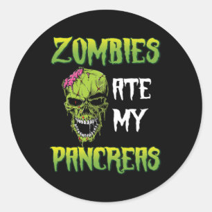 Zombies aten mijn alvleesklier Diabetes bewustzijn Ronde Sticker