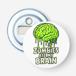 Zombies aten mijn brein" Grappige Halloween Button Flesopener