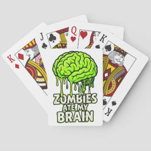 "Zombies aten mijn brein" Grappige Halloween Pokerkaarten