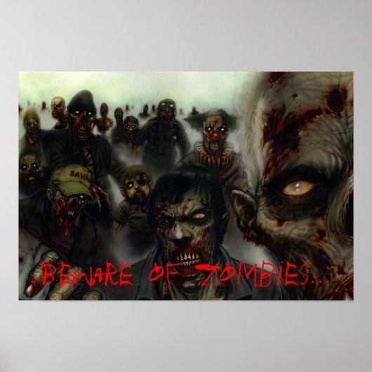 Zombies "Beware of Zombies" Halloween Poster (Voorkant)