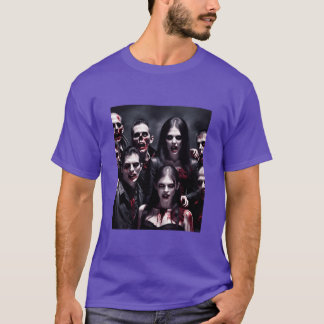 Zombies celebrate Halloween vintage T-shirt