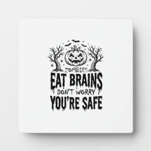 Zombies Eten Hersenen Grappige Halloween Vector On Fotoplaat