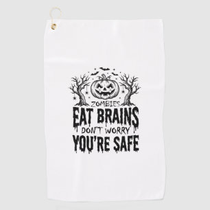Zombies Eten Hersenen Grappige Halloween Vector On Golfhanddoek